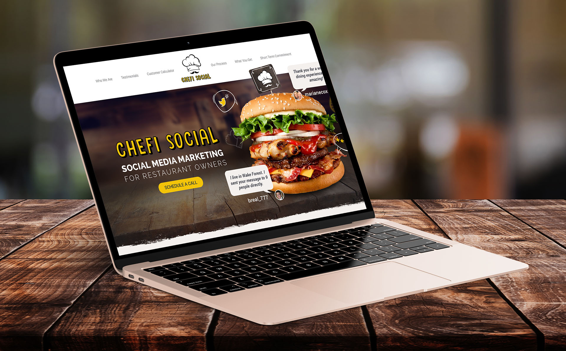Chefi Social landing page desktop